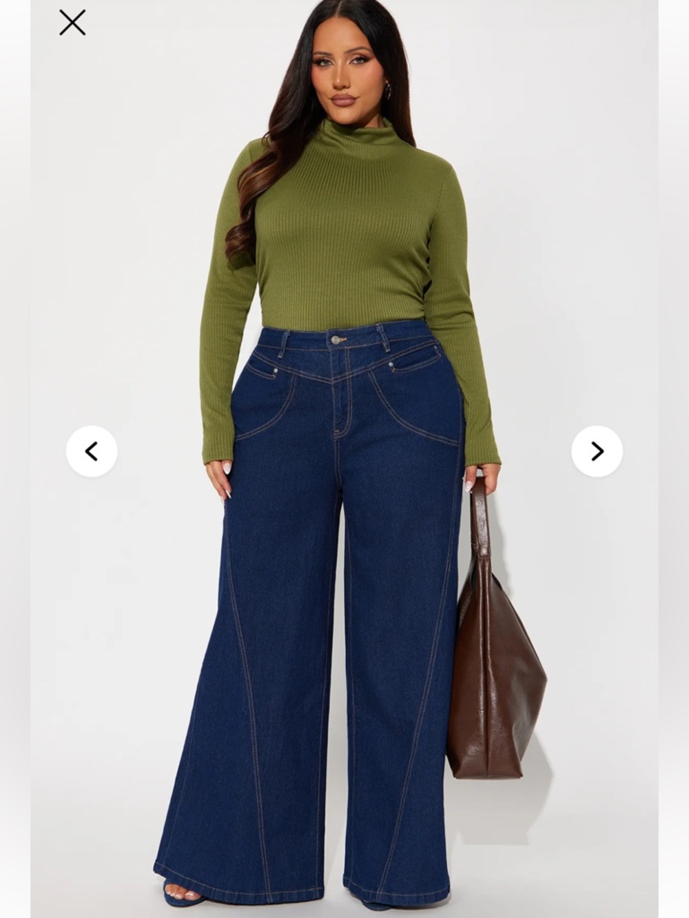 Fashion Nova Americano Stretch Super Wide Leg Jeans - Dark Wash size 20 nwt